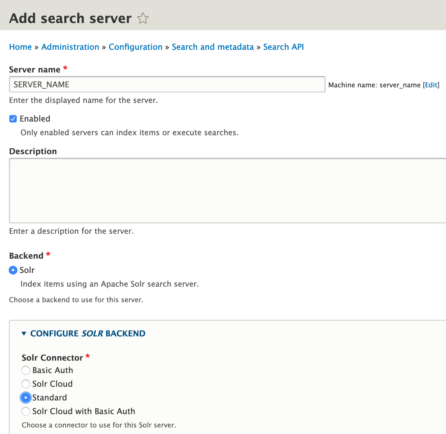 Adding a Solr Search Server