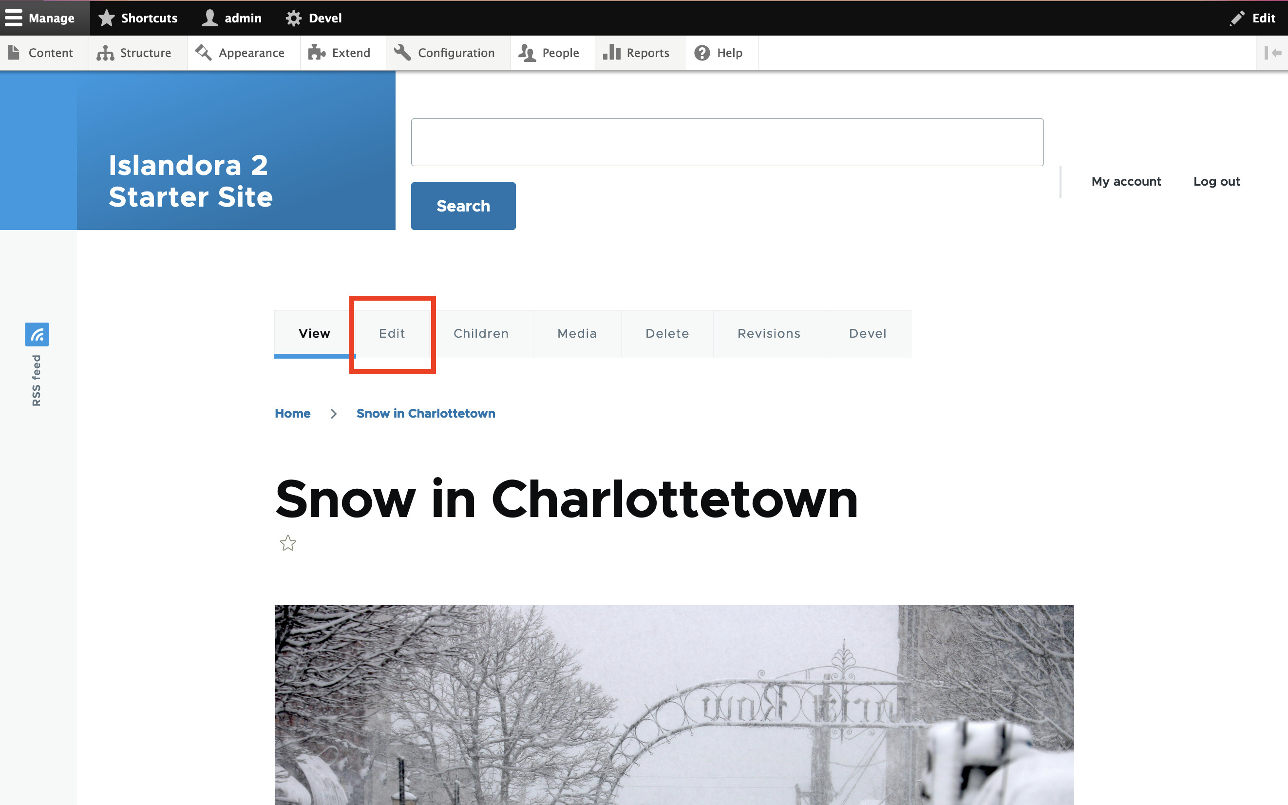 An existing item with its Edit tab highlighted.