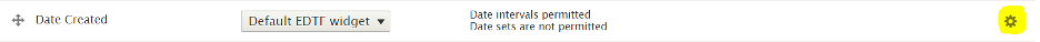 Screenshot of the gear icon on the EDTF Widget display settings